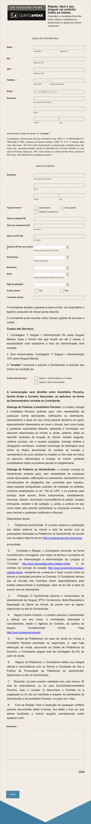 Formulário De Cadastro De Proprietário E Propriedade