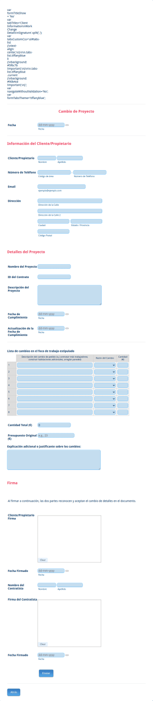 Formulario De Cambio De Proyecto