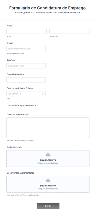 Formulário De Candidatura De Emprego Online Form Template