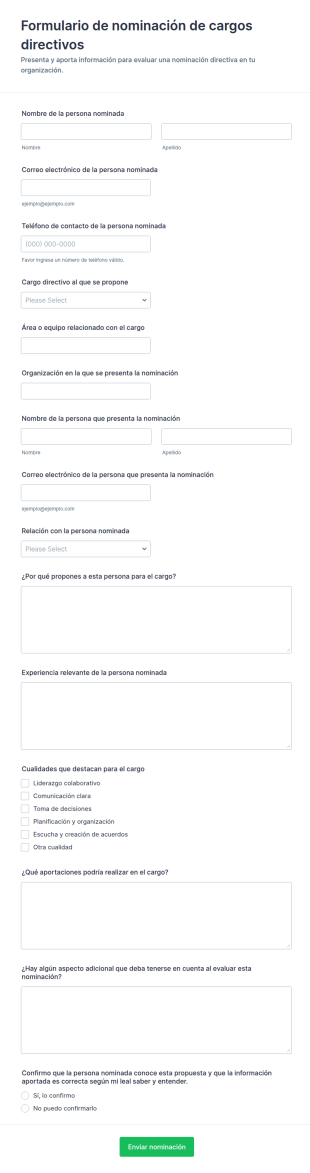 Formulario De Candidatura De Oficial