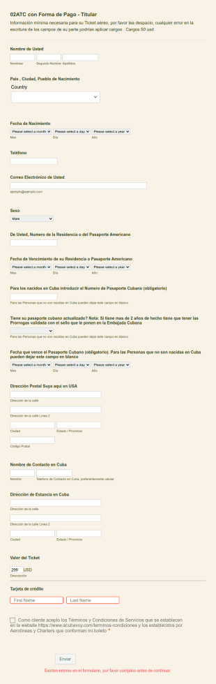 Formulario De Captación De Información Del Cliente