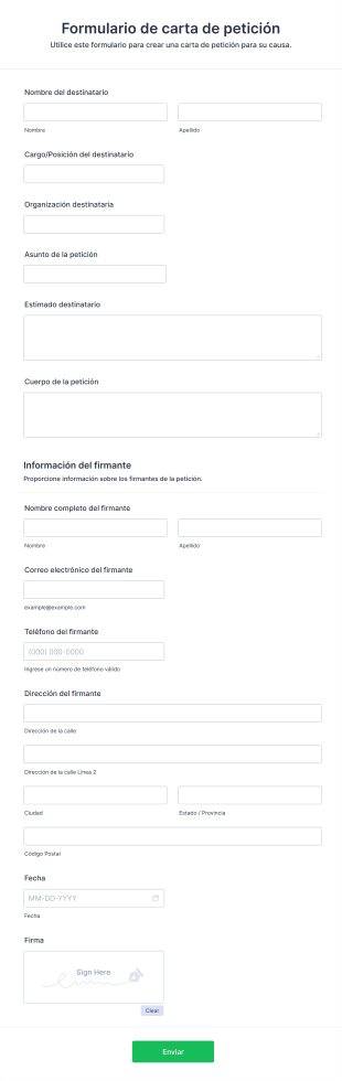 Formulario De Carta De Petición Form Template