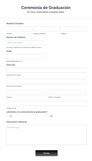 Formulario De Ceremonia De Graduación