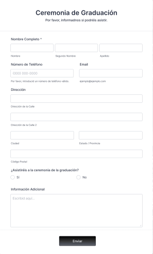 Formulario De Ceremonia De Graduación