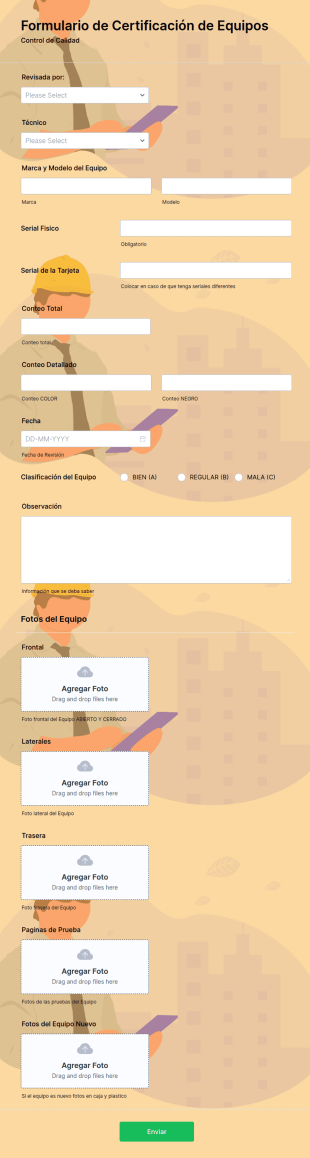 Formulario De Certificación De Equipos