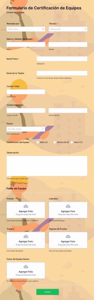 Formulario De Certificación De Equipos