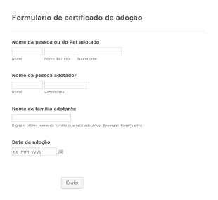 Formulário De Certificado De Adoção Form Template