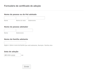 Formulário De Certificado De Adoção