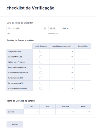 Formulário De Checklist De Verificação