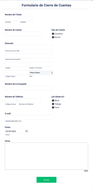 Formulario De Cierre De Cuentas