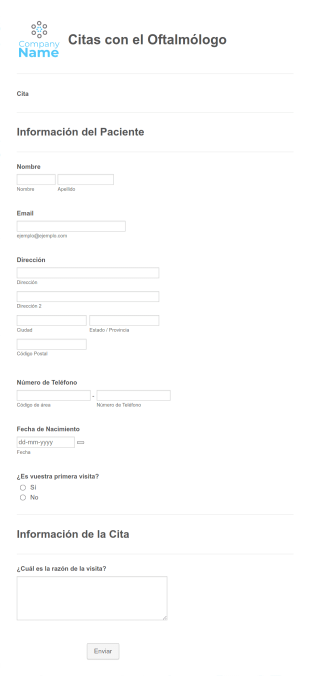 Formulario De Citas Con El Oftalmólogo