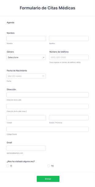 Formulario De Citas Médicas Form Template