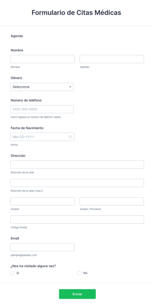 Formulario De Citas Médicas