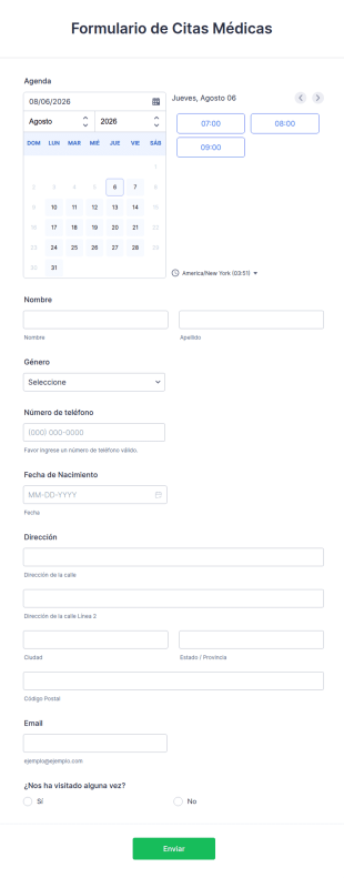 Formulario De Citas Médicas