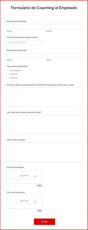 Formulario De Coaching Al Empleado