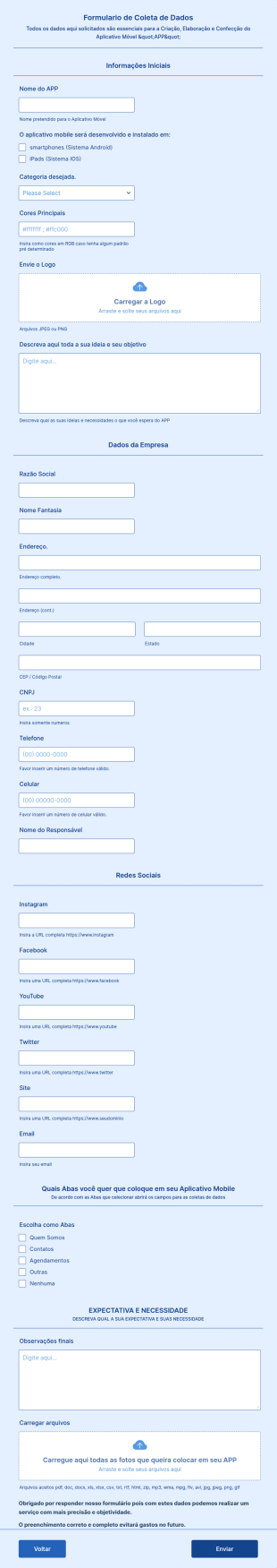 Formulario De Coleta De Dados
