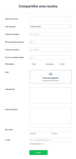 Formulário De Compartilhamento De Receita