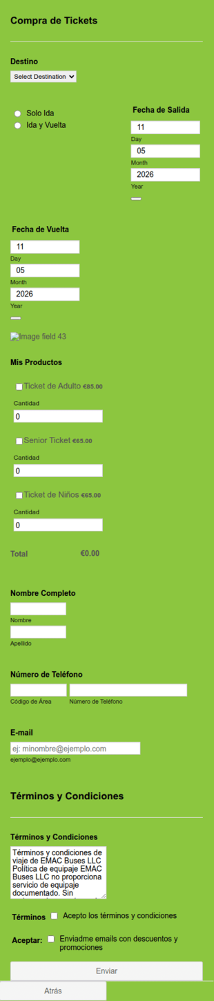 Formulario De Compra De Tickets