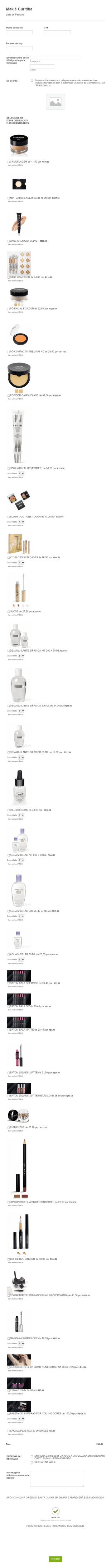 Formulário De Compras De Maquiagem Form Template