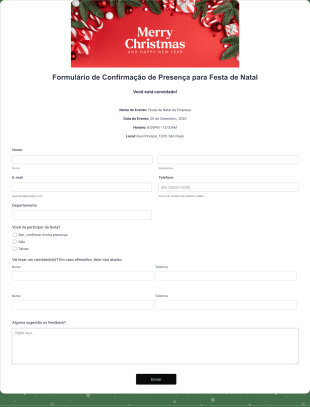 Formulário De Confirmação De Presença Para Festa De Natal Form Template