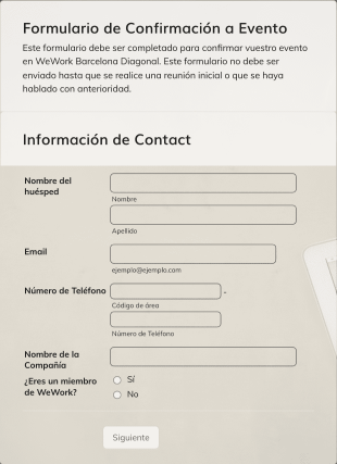 Formulario De Confirmación A Evento