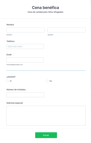 Formulario De Confirmación De Asistencia A Cena Benéfica Form Template