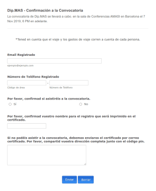 Formulario De Confirmación De Asistencia