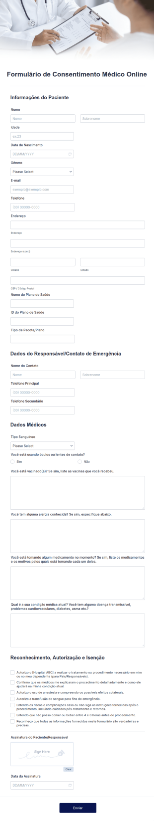Formulário De Consentimento Médico Online