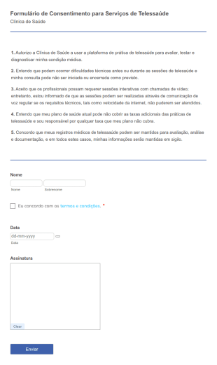 Formulário De Consentimento Para Serviços De Telessaúde
