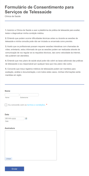 Formulário De Consentimento Para Serviços De Telessaúde