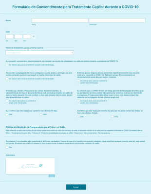 Formulário De Consentimento Para Tratamento Capilar Durante A COVID 19 Form Template