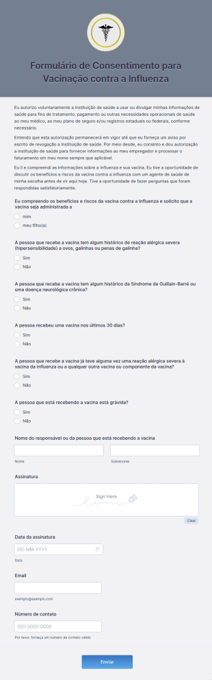 Formulário De Consentimento Para Vacinação Contra A Influenza