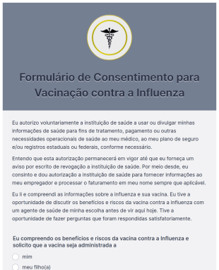 Formulário De Consentimento Para Vacinação Contra A Influenza