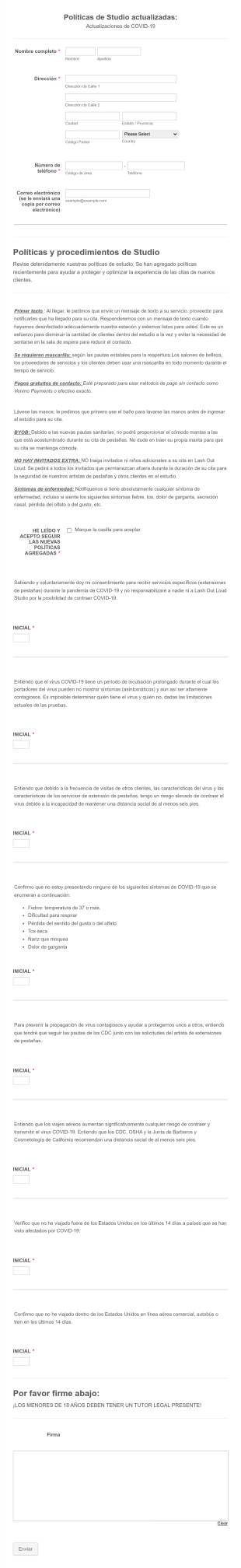 Formulario De Consentimiento De COVID 19 Estudio