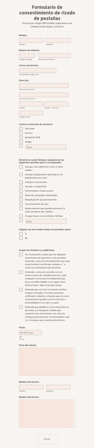 Formulario De Consentimiento De Rizado De Pestañas