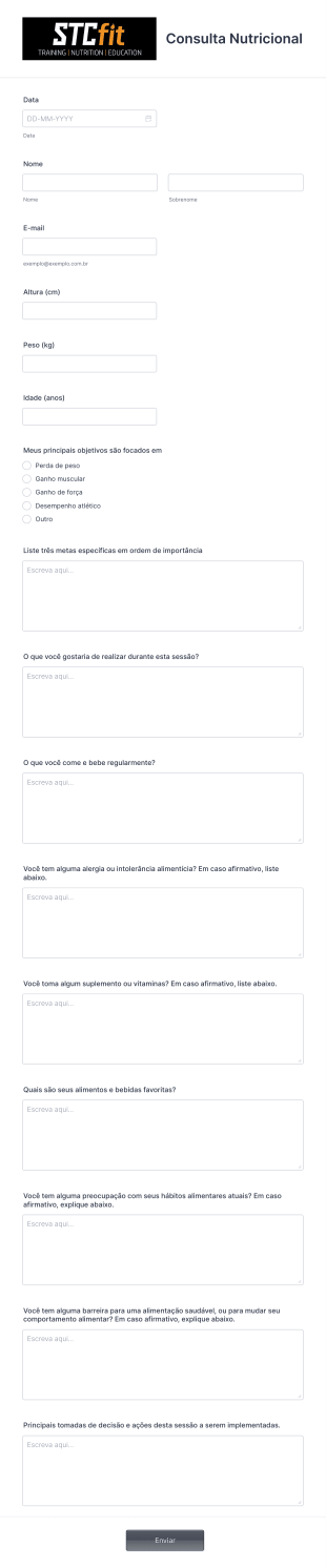 Questionario De Pré Consulta Nutricional Form Template