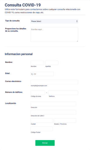 Formulario De Consulta COVID 19 Form Template