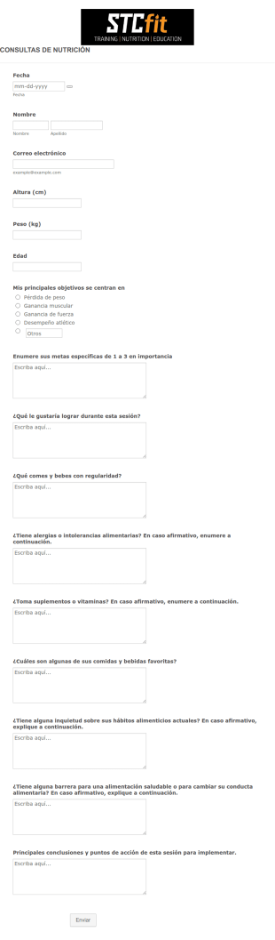 Formulario De Consulta Nutricional