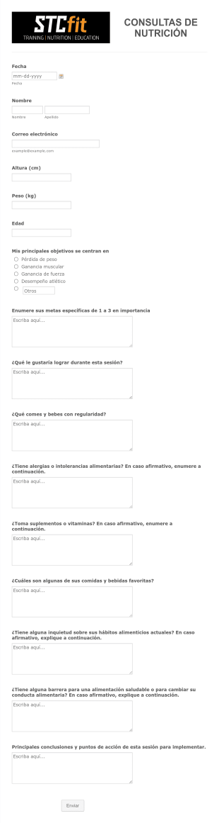 Formulario De Consulta Nutricional Form Template