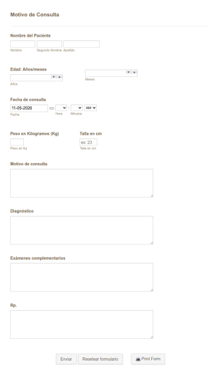 Formulario De Consultas Pediátricas