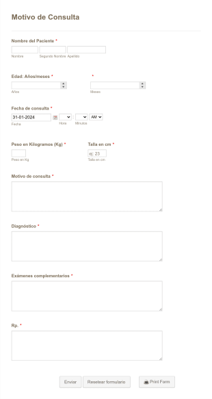 Formulario De Consultas Pediátricas Form Template