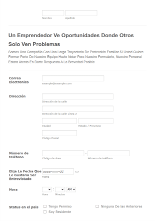 Formulario De Contacto Para Emprendedores