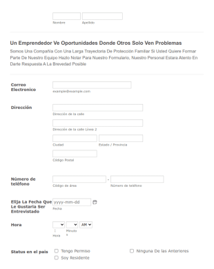 Formulario De Contacto Para Emprendedores