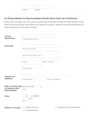 Formulario De Contacto Para Emprendedores