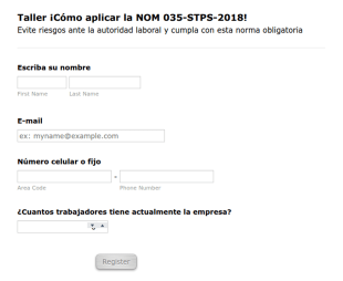 Formulario De Contacto Para Registro De Taller