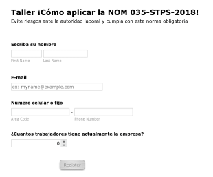 Formulario De Contacto Para Registro De Taller Form Template