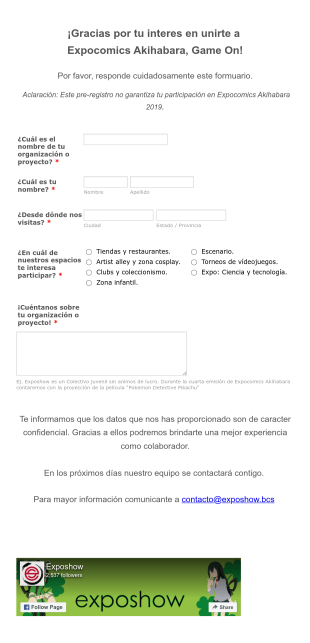 Formulario De Contacto Y Pre Registro