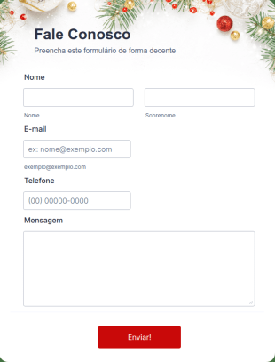 Formulário De Contato Com Tema Natalino