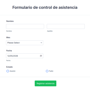 Formulario De Control De Asistencia
