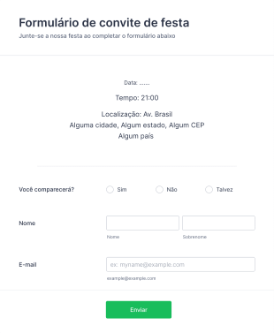 Formulário De Convite De Festa Form Template